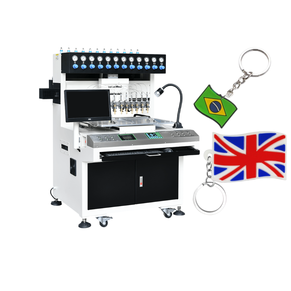 Happy Sunglasses Smiley Face rubber pvc Keychain filling machine